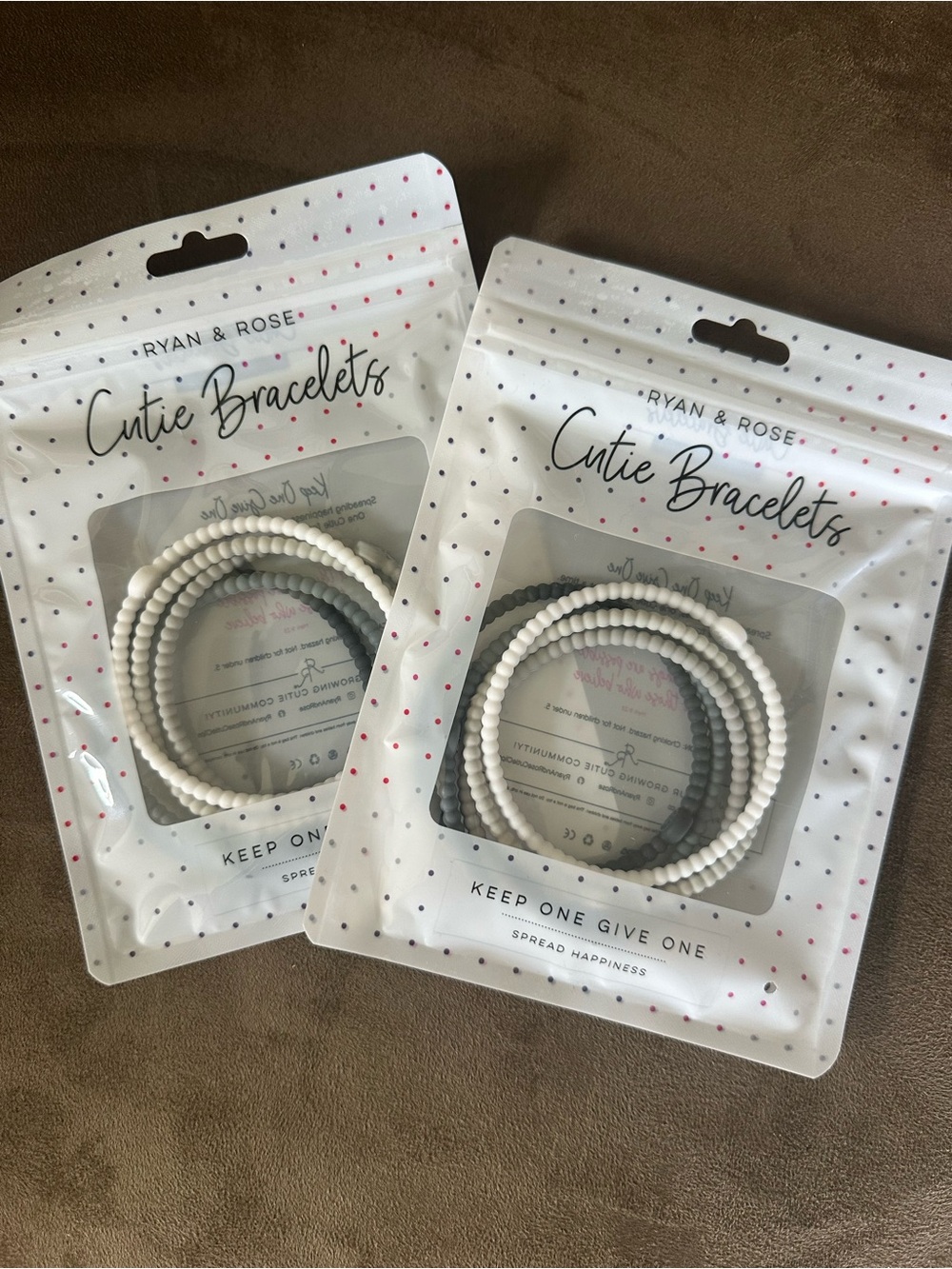 RYAN & ROSE Cutie Bracelets - White and Gray Beaded Sets